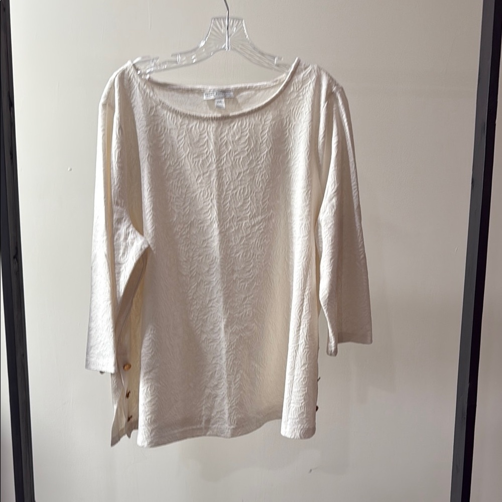 Dana Buchman Cream Relaxed 3/4 Sleeve Blouse